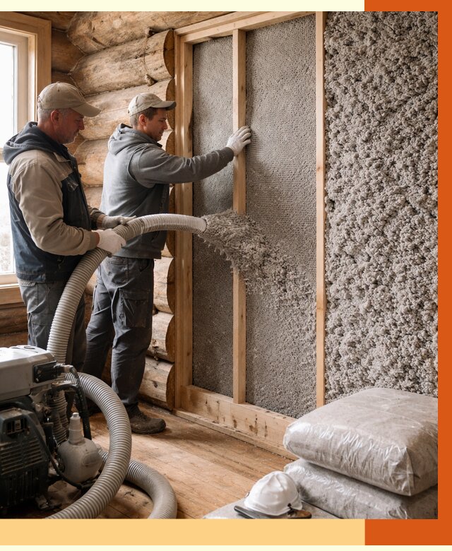 Утепление бревенчатого дома эковатой в Волгограде от 2858 руб. | ТепломастерВлг